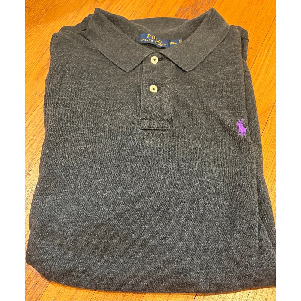 Polo Ralph Lauren Men’s XXL Black Polo Shirt Purple Pony Classic Fit